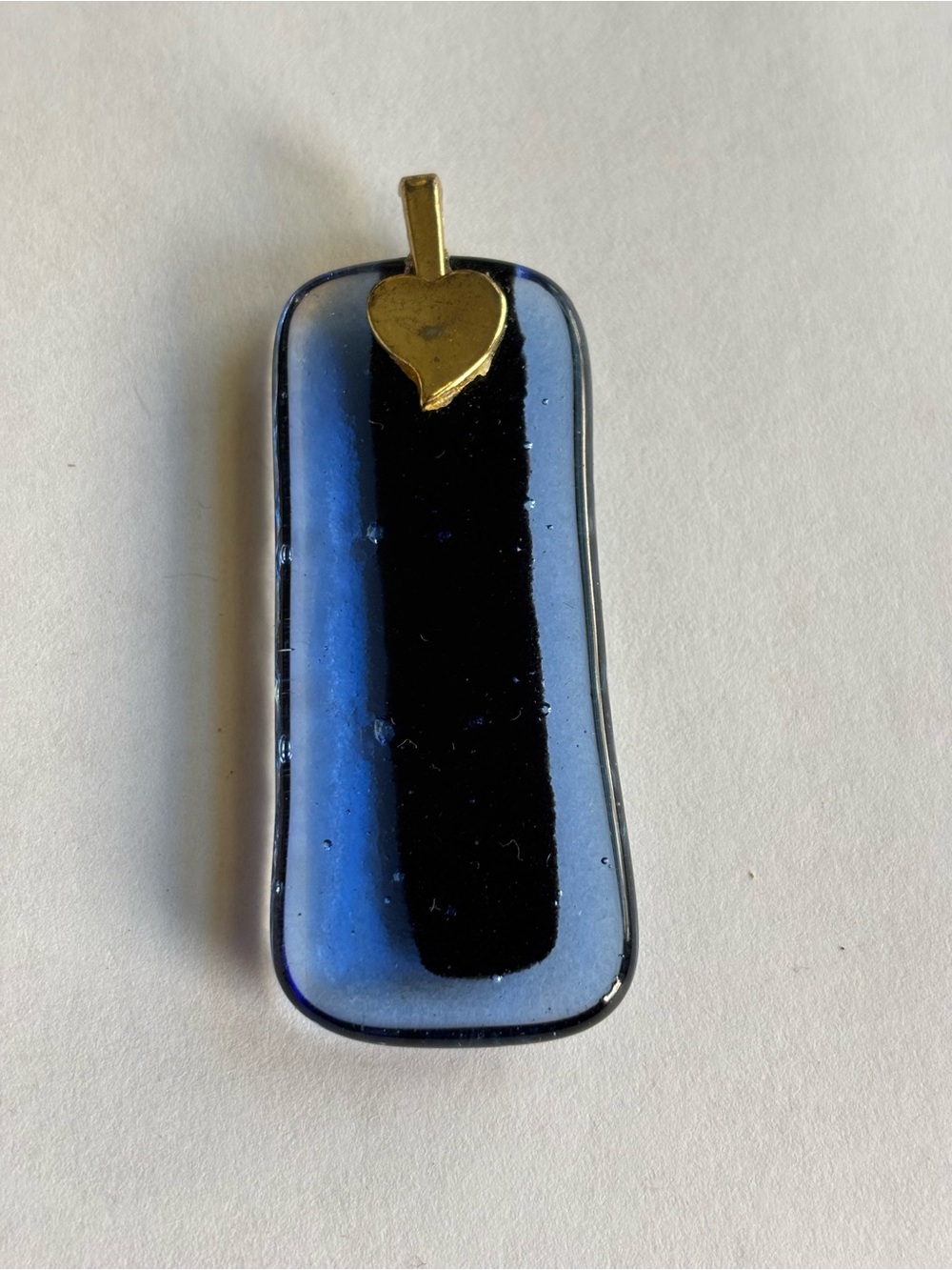 Blue and Black Glass Pendant with Gold Accent - Unbranded